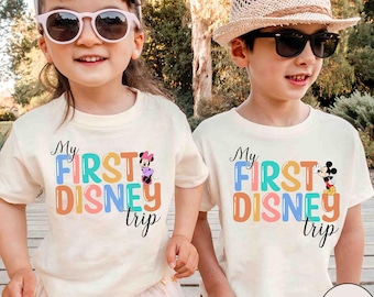 Retro Disney Minnie und Mickey Shirt, Meine erste Disney Reise Kleinkind Shirt, Erste Disney Reise Kinder T-Shirt, Disney Familien Reise passend.