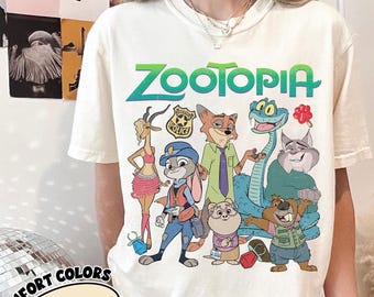 Vintage Disney Zootopia 2 grupptröja, Judy Hopps Nick Wilde Gary De'Snake t-shirt, Zootropolis, Disneyland familjeresa tröja.
