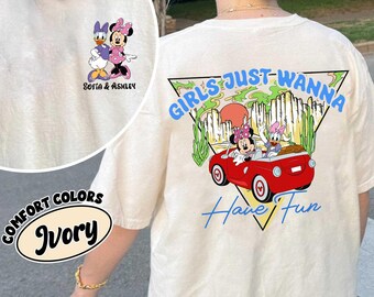 Retro Disney Minnie & Daisy Besties Sweatshirt, Girls Just Wanna Have Fun Hoodie, Custom Best Friends Sweat, Disneyland Family Vacation Tee.