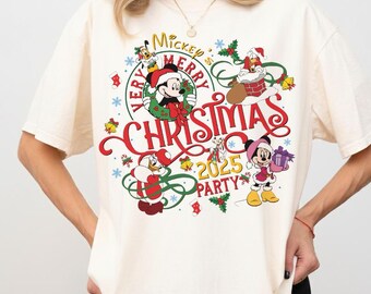 Camiseta "Feliz Navidad" de Mickey, Camiseta de fiesta navideña de Disney, Sudadera navideña familiar de Disneyland, Camisetas navideñas de Mickey y sus amigos.