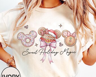Camiseta navideña "Coquette Sweet Holiday Magic Dingerbread", camiseta "Disney Mickey's Very Merry Christmas Party 2025", regalo de Navidad para chicas