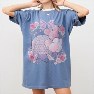 Vintage EPCOT Bogen Komfortfarben Shirt, Raumschiff Erde Micky Ballon T-Shirt, Disney Park Day Shirt mit Blumenmuster, süße Mädchen Reise Outfit 2026 Bild 7