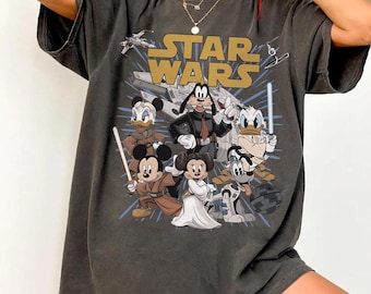 Vintage Star Wars Comfort Colors Shirt, Disney Star Wars Tee, Mickey and Friends Jedi Tee, Family Trip Vacation Outfit, Gift for Disney Fans
