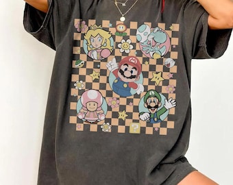 Retro Comfort Colors Super Mario Shirt, Mario & Friends Tee, Family Matching Shirt, Super Mario Birthday Party T-Shirt, Disney Trip Shirt.