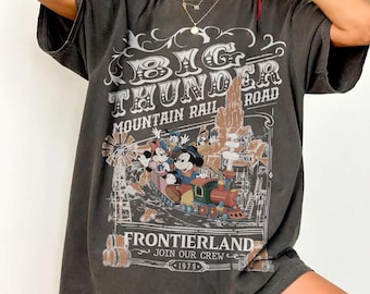 Retro Big Thunder Mountain Railroad Mickey & Friends Shirt, Disney Frontierland Ride Tee, Disney Roller Coaster Tee, Disneyland Trip Shirt.