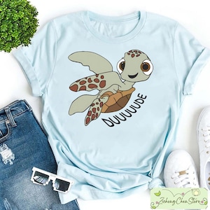Chemise rétro Disney Squirt Duuuuue, t-shirt du film Le monde de Nemo Pixar, t-shirt de plongée avec tuba Squirts, chemise de voyage Disney, voyage en famille au royaume magique