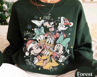 Vintage Mickey And Friends Christmas Shirt, Disney Christmas Shirt, Mickey Holiday Lights Shirt, Disney Family Matching Christmas Shirt