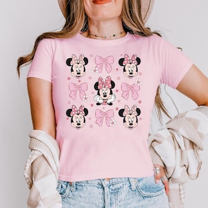 Retro Disney Minnie Coquette Bow Shirt, Coquette Pink Bow Tshirt, Minnie Mouse Pink Bow Tee, Disney Trip Shirt, Magic Kingdom Family Trip