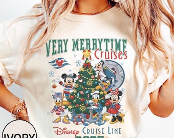 Disney Very Merrytime Cruise Christmas 2025-shirt, Mickey & Friends Cruise Line-shirt, bijpassende Family Xmas Cruise 2025 vakantiereis T-shirt