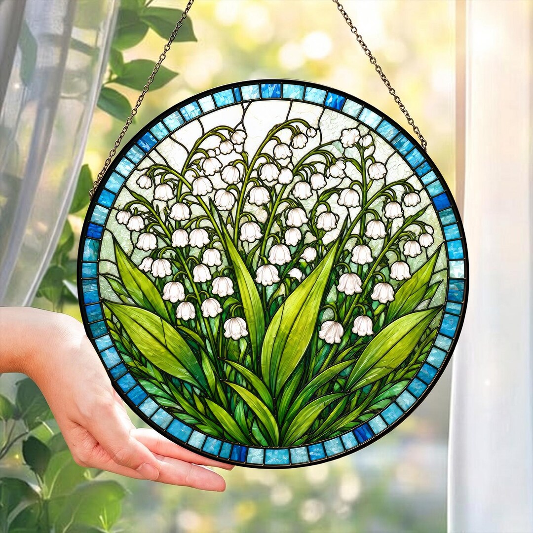 Stained Glass Lily of the Valley Suncatcher, Swaying Bells Flower ...