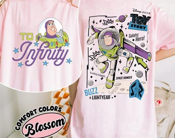 Camiseta Infinity de colores vintage cómodos, camisetas a juego de Buzz para niños, camiseta de viaje de Toy Story Disney, camiseta para niños de Disney World, camiseta familiar de Pixar.
