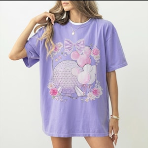 Vintage EPCOT Bogen Komfortfarben Shirt, Raumschiff Erde Micky Ballon T-Shirt, Disney Park Day Shirt mit Blumenmuster, süße Mädchen Reise Outfit 2026 Bild 8