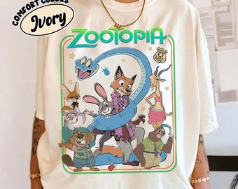 Koszulka Retro Comfort Colors Zootopia Disney Frame, Koszulka z postaciami z filmu Zootopia Disney 2, Koszulka Judy Hopps Zootopia, Koszulka Disneyland Family Trip