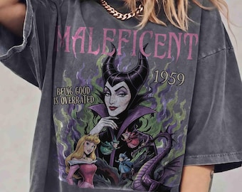 Vintage Comfort Colors Disney Villains Maleficent Shirt, Sleeping Beauty Aurora Tee, Aurora Princess Shirt, WDW Halloween Girl Trip Shirt