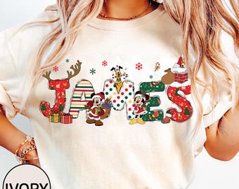 Koszulka świąteczna z Myszką Miki, rodzinna koszulka świąteczna Disney, dziecięca bluza świąteczna z Myszką Minnie, spersonalizowana bluza z kapturem XMAS Disneyland.