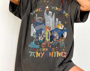 Vintage Disney's Zootopia 2 Anyone Can Be Anything Shirt, Judy Hopps & Nick Wilde Shirt, Zootropolis Disney Tee,Disneyland Family Trip Shirt