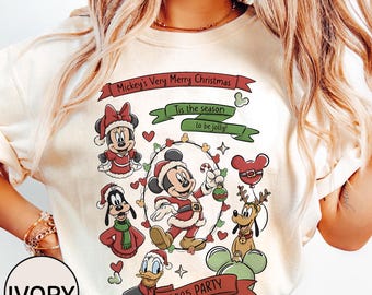 Retro Mickey's Very Merry Christmas Party 2025 Shirt, mickey And Friends Xmas Shirt, Disney Holiday Shirt, Matching Family Christmas Shirt