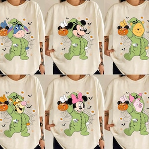 Couleurs confort rétro Costume Winnie l'ourson et ses amis T-shirt Oogie Boogie Bash, Chemise costume d'Halloween Porcelet Bourriquet Tigrou, T-shirt voyage en famille