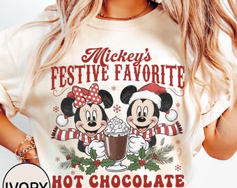 Retro Mickey Festive Favorite Hot Chocolate Christmas Shirt, Mickey Christmas Shirt, Disney Holiday Shirt.