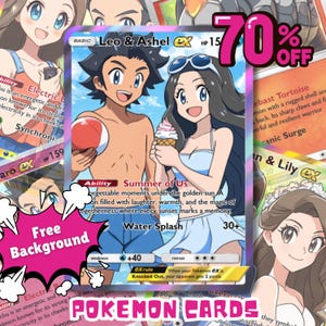 Carte Pokémon personnalisée | Cadeau personnalisé pour un anniversaire, une Saint-Valentin, un animal de compagnie ou un portrait de famille, commission Carte Pokémon