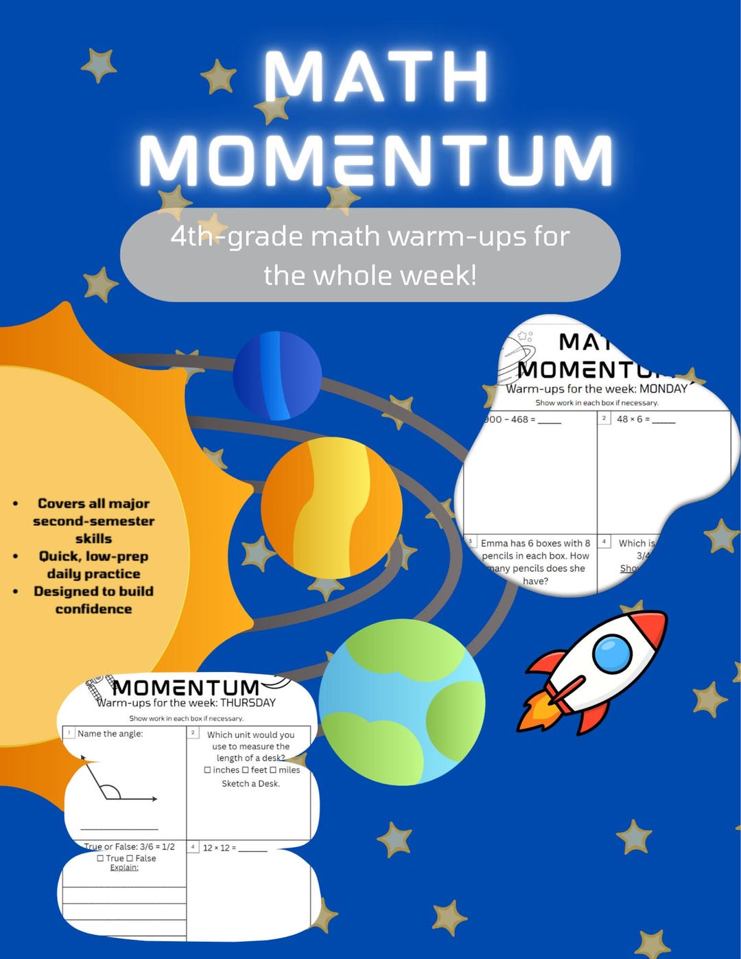 Mometum Math Math Momentum | 4th Grade Warm-ups | Daily Math Practice Worksheets ...