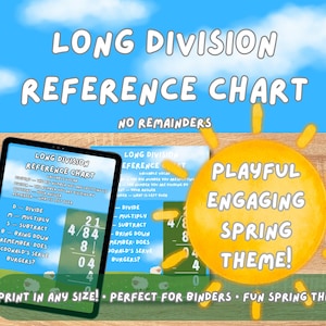 Long Division Reference Sheet | DMSB Anchor Chart Grades 3-4 | Spring Math Classroom Poster