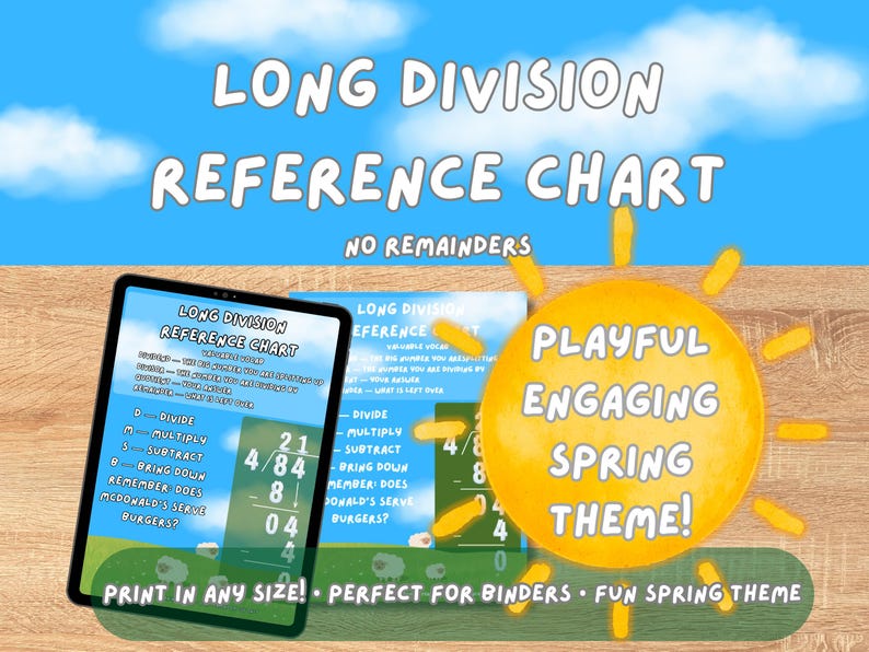 Long Division Reference Sheet | DMSB Anchor Chart Grades 3-4 | Spring ...