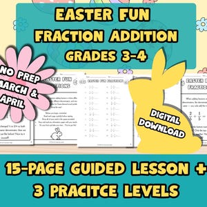 Easter Fractions Packet | Adding Fractions Worksheet Grades 3-4 | Math Activity No Prep