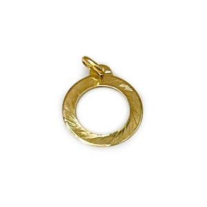 Vintage Engine Turned 18k Yellow Gold Circle Charm