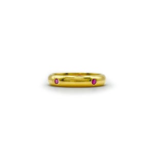 Vintage Ruby + 18ct Yellow Gold Eternity Band - Sz. 7.5