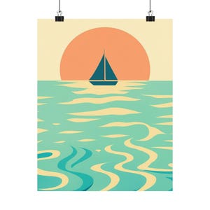 Sailboat Art Print: Abstract Nautical Wall Decor, Coastal Home Art