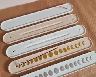 Handgemachte Räucherstäbchenhalter Keramik Deko Meditationsraum I nachhaltige Wohndeko Mondphasen Deko Sterne Yoga Geschenkideen Weihnachten