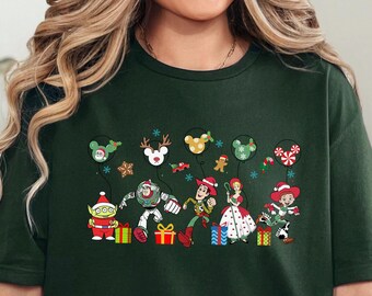 Toy Story Characters Christmas Shirt, Buzz Woody Jessie Alien Bo Beep Shirts, Toy Story Christmas Tee, 332075