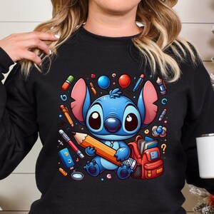 Stitch Back To School Sweatshirt, Stitch First Day Of School Hoodie, Disney School Hoodie, Disney Back to School Crewneck, 333354