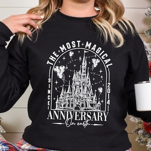 Disneyland The Most Magical Anniversary On Earth Sweatshirt, Disneyland Honeymoon Hoodie, Magical Castle Anniversary Crewneck, 333382