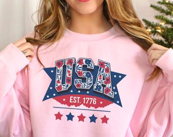 USA Est. 1776 Sweatshirt, USA 250th Anniversary Shirt, American Flag Hoodie, Independence Day Hoodie, Patriotic America Crewneck, 335090