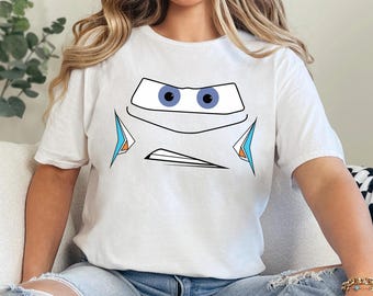 Camiseta con contorno de cara de personajes de Cars de Pixar, camisetas familiares a juego, camiseta Disney MC Queen Mater Doc Hudson Mack, 332273