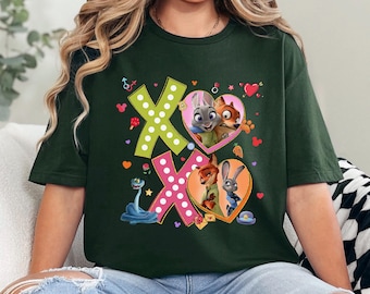 Valentine XOXO Zootopia Shirt, Nick Wilde Judy Hopps Shirts, Zootopia-2 Valentines Tee, Cute Fox Bunny Couple Tee, 334544