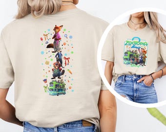 Disney Zootopia-2 Bus Shirt, Disneyworld Shirts, Judy Hopps Nick Wilde Gary De'Snake Tshirt, Disneyland Zootopia Tee 334496