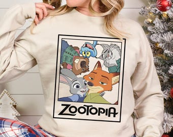 Disney Zootopia 2 Polaroid Sweatshirt, Disneyword Shirt, Zootopia Characters Hoodie, Zootopia Crewneck, 334524