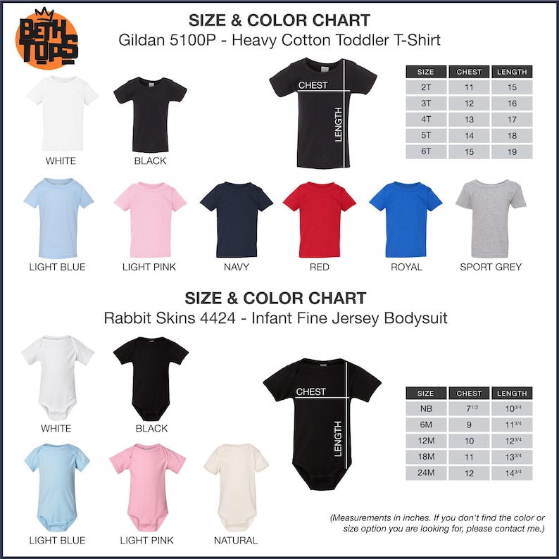 the sizes and colors of a t - shirt