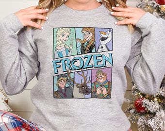 Frozen Sweatshirt, Elsa Sweatshirt, Disney Frozen Characters Hoodie, Frozen Olaf Crewneck, Retro Frozen Sweatshirt, Disney Princess, 332700