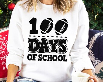 Sweat-shirt 100 jours d'école de football américain, sweat à capuche 100 jours plus intelligent, col ras du cou pour l'école de sport et célébration du 100e jour d'école, 334432