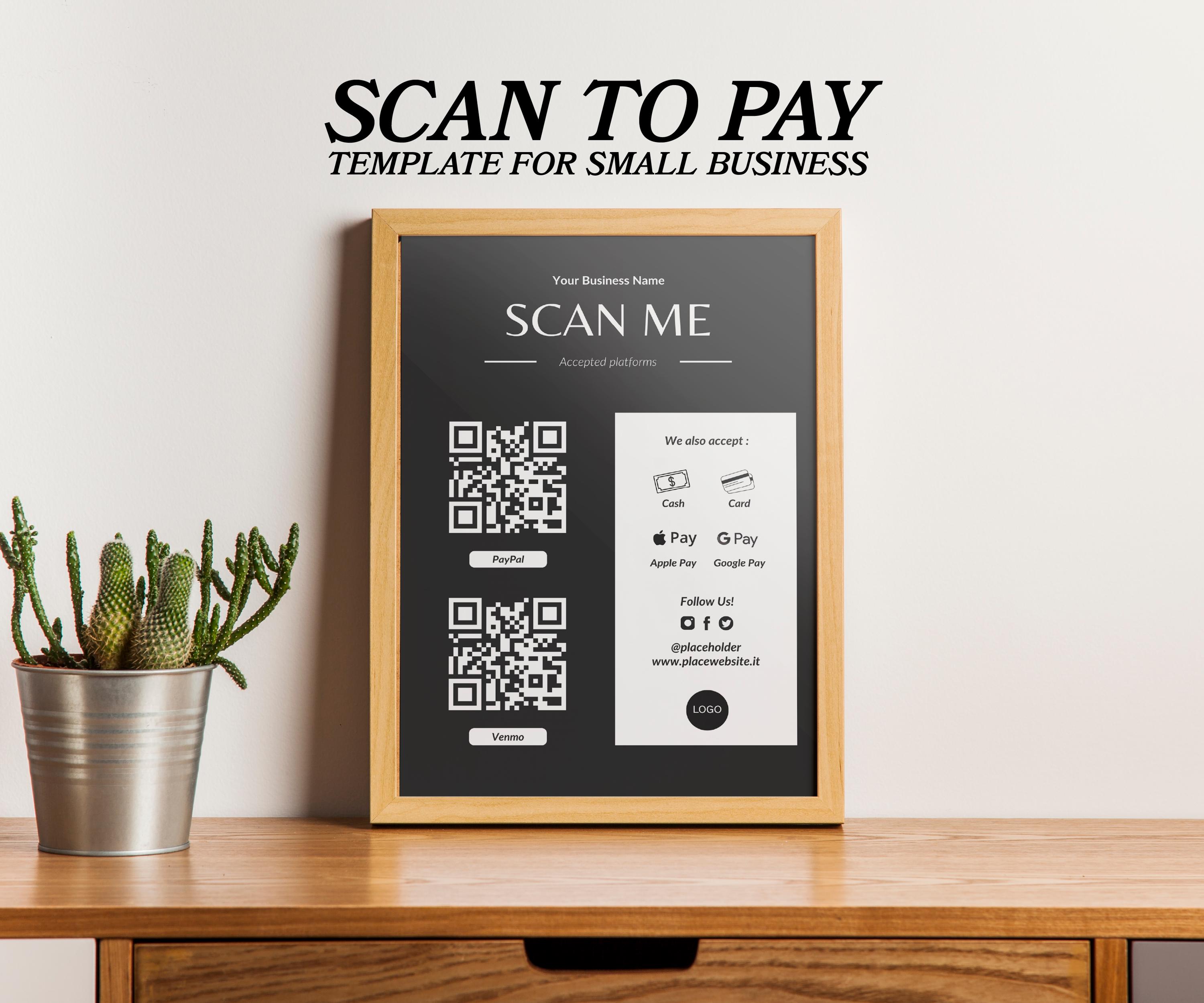 Qr Code Sign Pament QR Code Payment Sign Template | Printable Paypal Payment Poster | Small ...