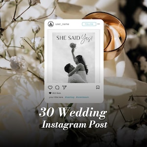 30 Wedding Instagram Posts – Editable Canva Templates for Engagement, Save the Date & Thank You Digital Announcements