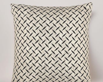 Cojín con estampado de rayas cruzadas / Cojín geométrico de líneas abstractas / Cojín minimalista moderno