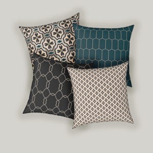 Honeycomb Pillow Cover | Dark Teal Hexagon Pattern Cushion | Modern Accent Pillow image 3