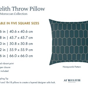 Honeycomb Pillow Cover | Dark Teal Hexagon Pattern Cushion | Modern Accent Pillow image 6