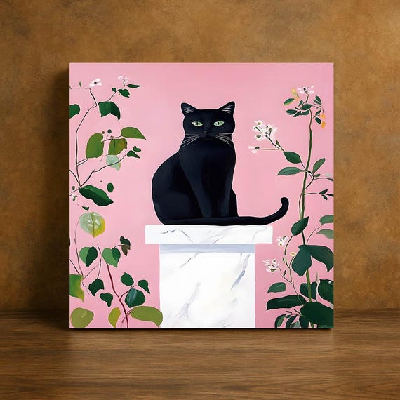 黒猫 趣味絵画：かわいい黒猫の作品 | 池見悠 ｜インテリア絵画 アート