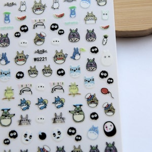 Totoro Nail Stickers: Kawaii Ghibli Anime Nail Art